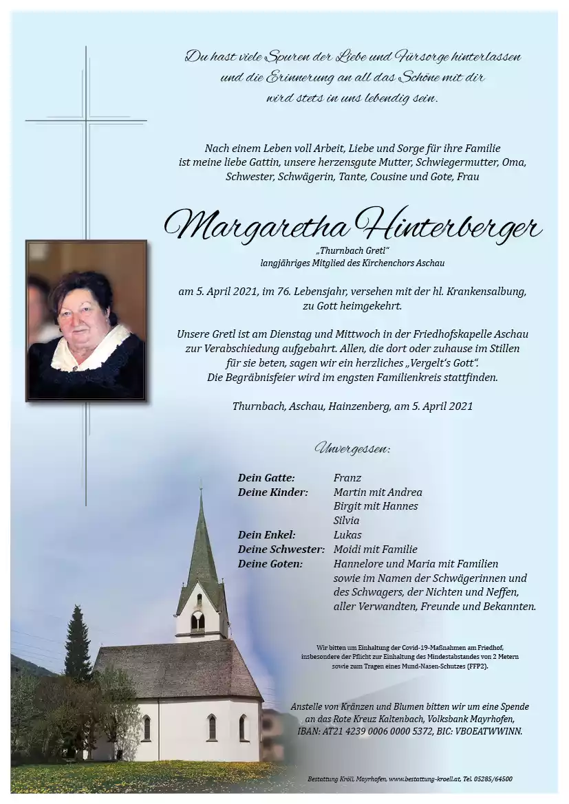 Parte von Margaretha Hinterberger